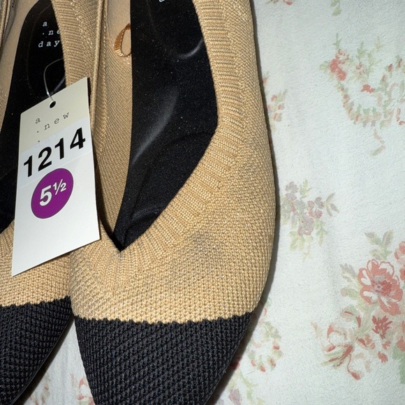 Women's Claire Knit Washable Ballet Flats Beige - A New Day - SIZE 5.5 - Picture 5 of 6
